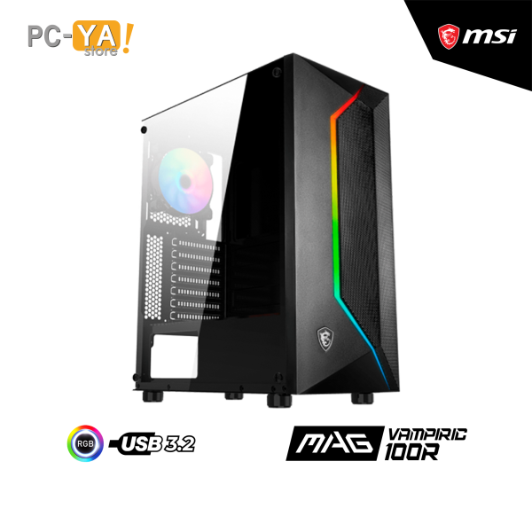 CASE GAMING MSI MAG VAMPIRIC 100R FAN X 1 RGB SIN/FUENTE VIDRIO TEMPLADO NEGRO  ATX
