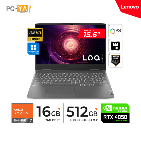 LAPTOP LENOVO LOQ 15APH8 15.6" FHD IPS AMD Ryzen 7 7840HS 3.8/5.1GHz 16GB DDR5 512GB RTX 4050 6GB WINDOWS 11 HOME