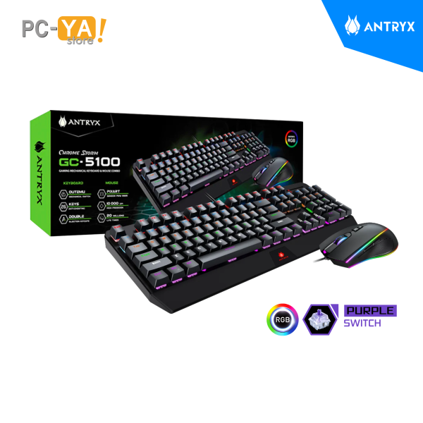 KIT GAMING ANTRYX TECLADO MECANICO + MOUSE GC-5100 BLACK PURPLE SWITCH