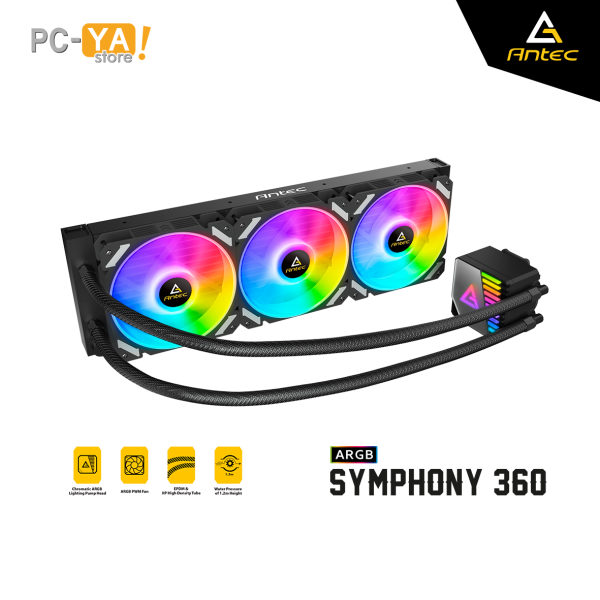 SISTEMA DE ENFRIAMIENTO LIQUIDO ANTEC SYMPHONY 360 3 Ventiladores  ILUMINACION ARGB  BLACK
