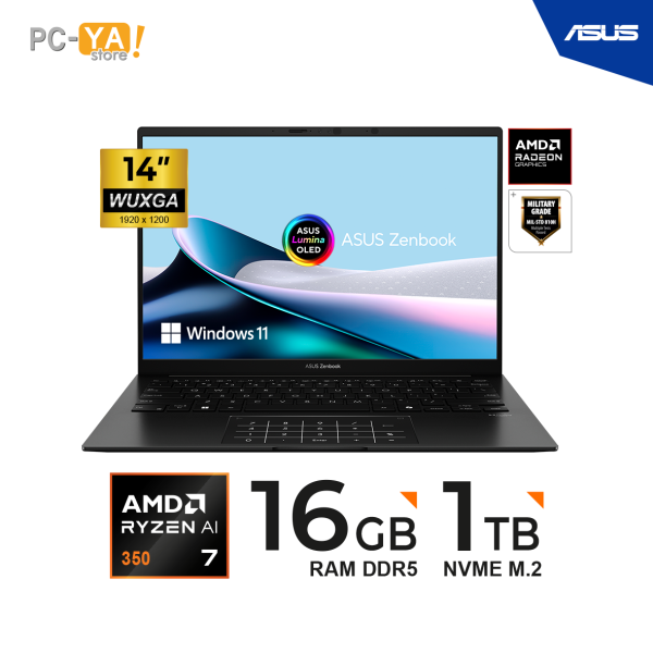 LAPTOP ASUS ZENBOOK UM3406KA-QD092W 14" WUXGA OLED Ryzen AI 7 350 2.0/5.0 GHz 16GB LPDDR5X 1TB WINDOWS 11 HOME 64 BITS