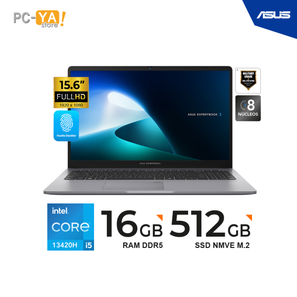 LAPTOP ASUS P1503CVA-S71655 EXPERTBOOK P1 15.6" FHD TN Core i5-13420H hasta 4.6GHz 16GB DDR5 512 GB No Incluye Sistema Operativo.