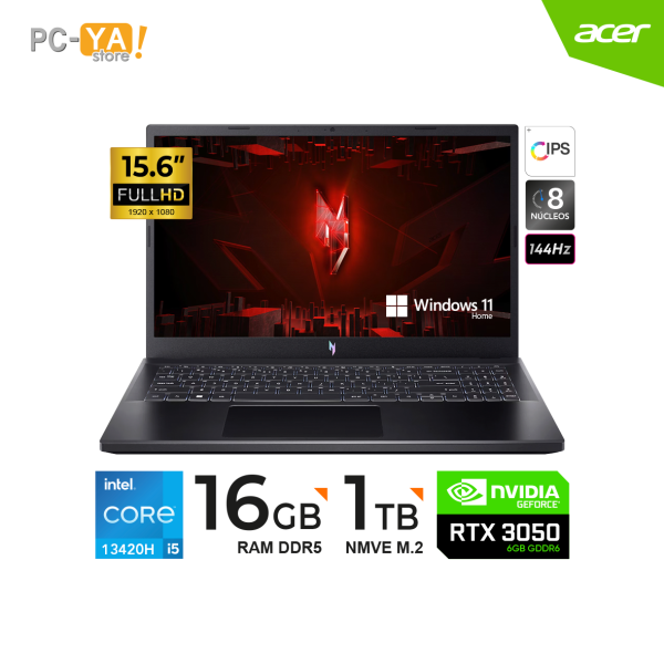 LAPTOP ACER NITRO V 15 Intel I5-1342H/16GB/1TB SSD/15.6"IPS 144HZ/RTX3050 6GB/WINDOWS 11