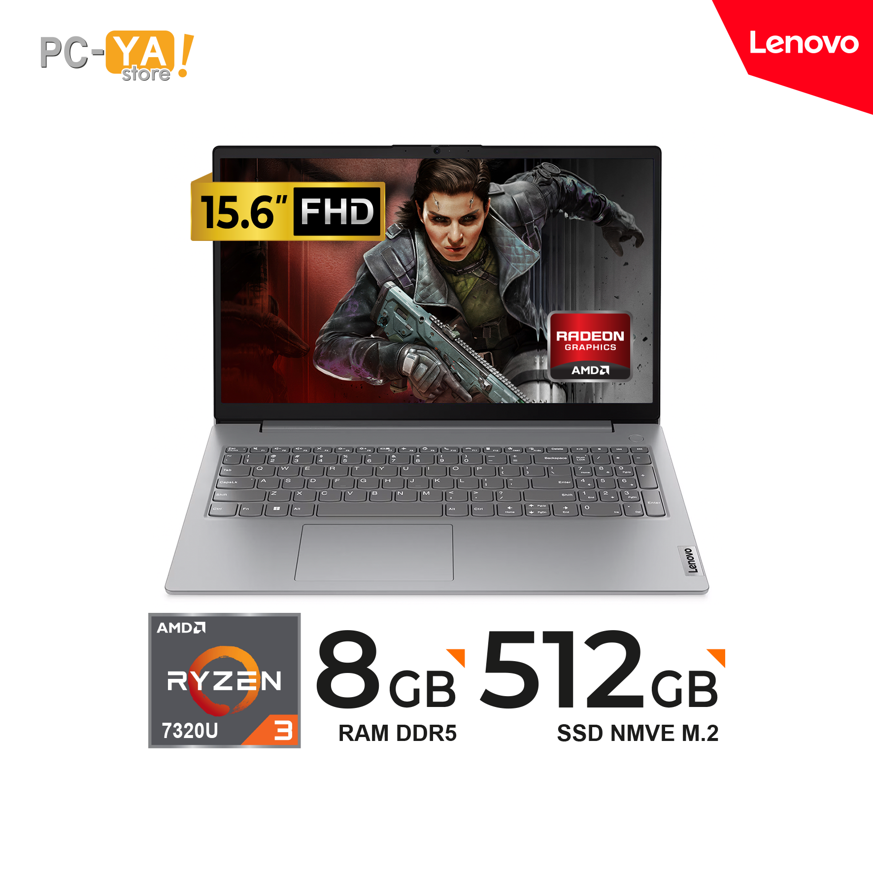 82YU017LLM LAPTOP LENOVO V15 G4 AMN 15.6" FHD AMD Ryzen 3 7320U 2.4/4.1GHz 8GB DDR5 512GB No Incluye Sistema Operativo. - Imagen 1