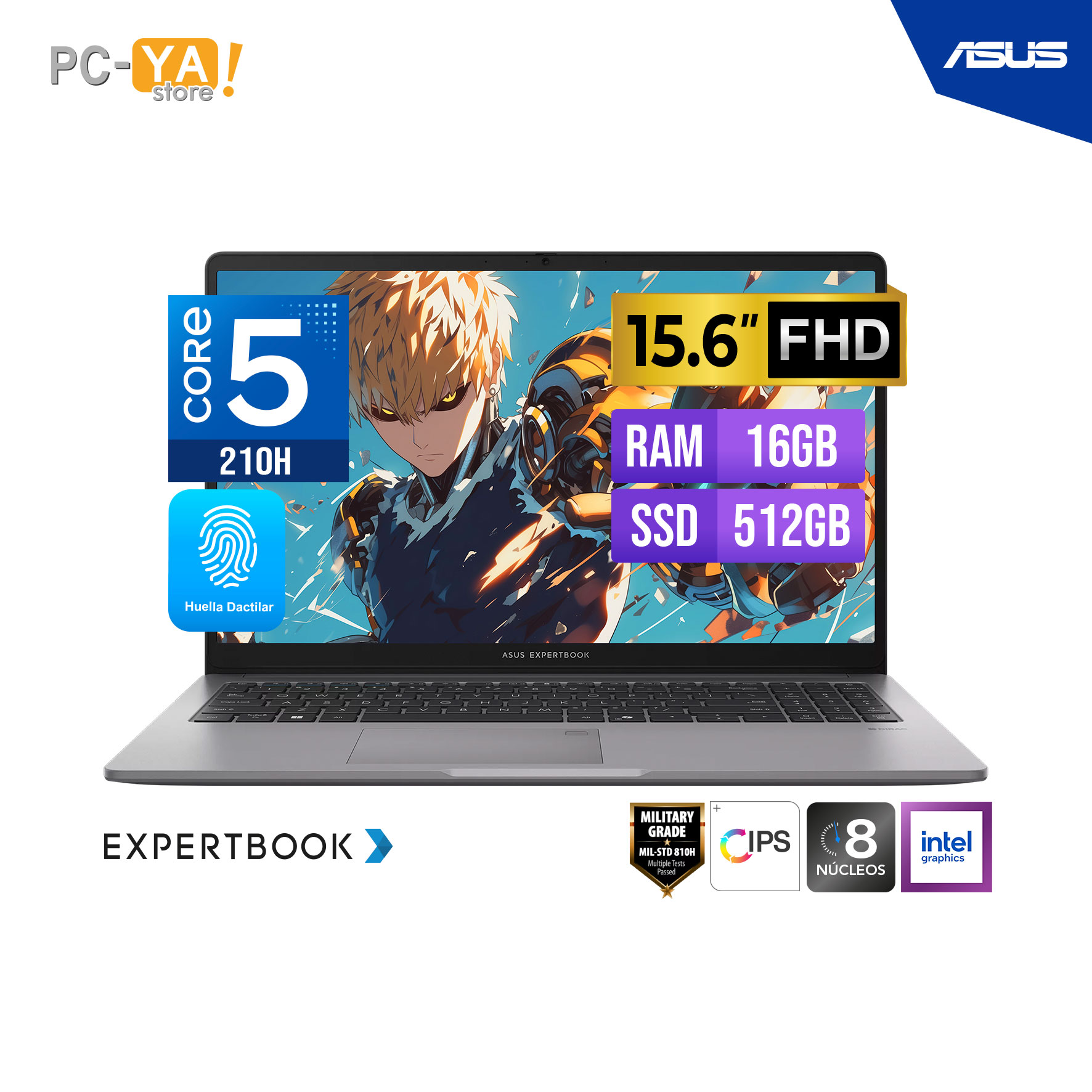 90NX0881-M02P90 LAPTOP ASUS EXPERTBOOK P1503CVA-S72381 15.6" FHD IPS Core 5 210H hasta 4.8GHz 16GB DDR5 512GB No Incluye Sistema Operativo. - Imagen 1