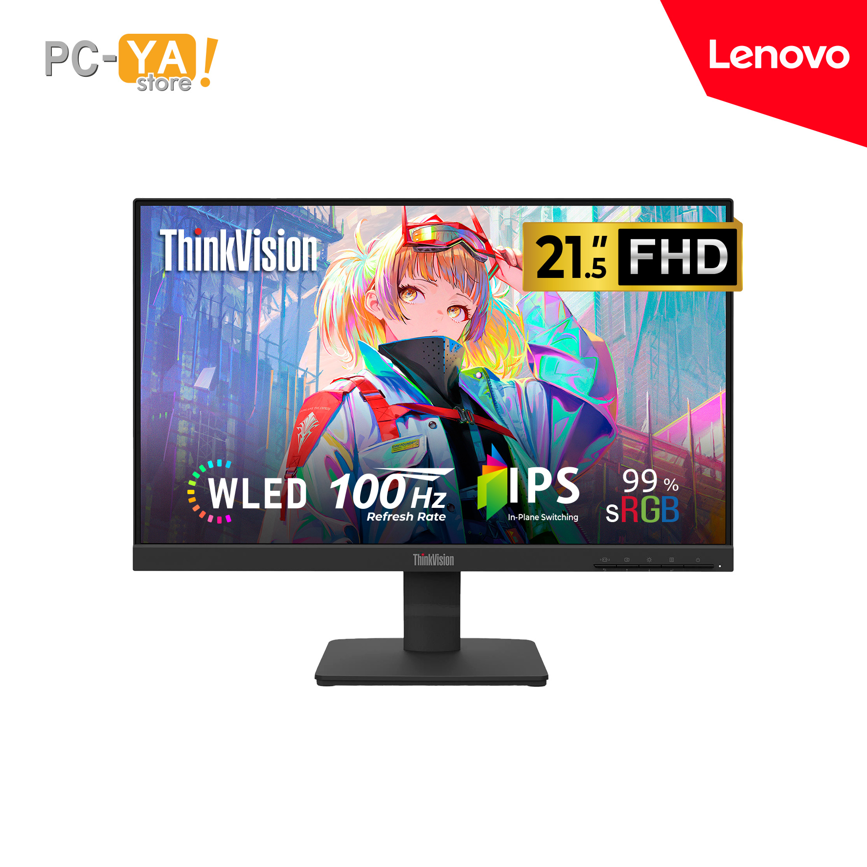 64CBKAR6LA-3 MONITOR LED LENOVO THINKVISION S22-4E 21.5" IPS FHD 100HZ HDMI VGA Tilt Stand 3CCI - Imagen 1