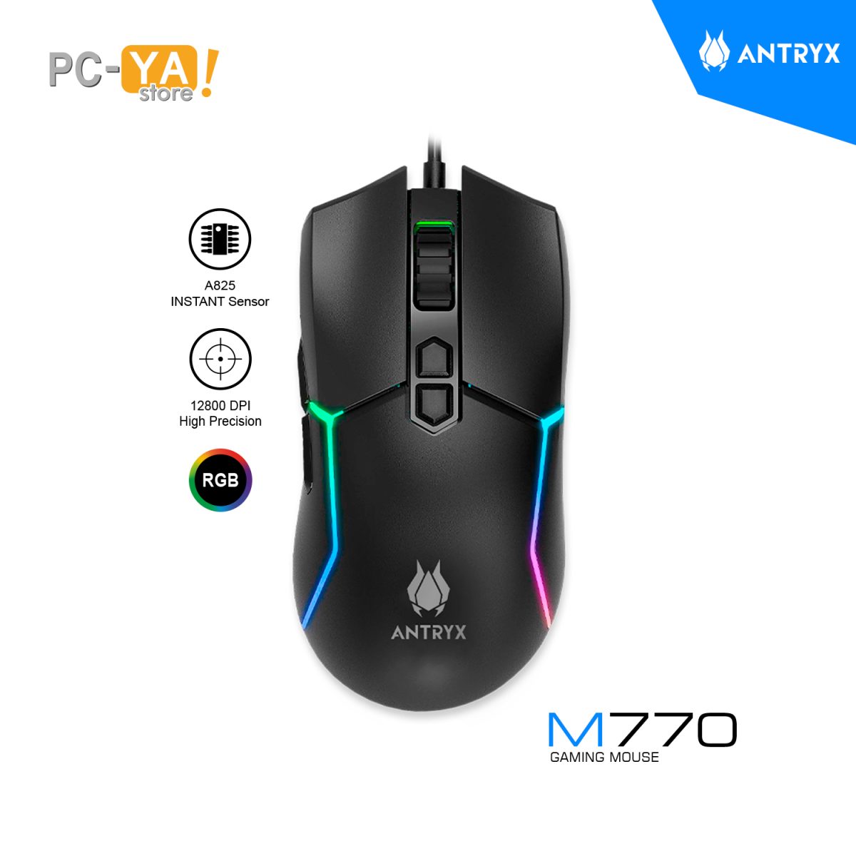 M770 MOUSE GAMING ANTRYX M770 RGB DPI 12800 USB – PC YA! Store