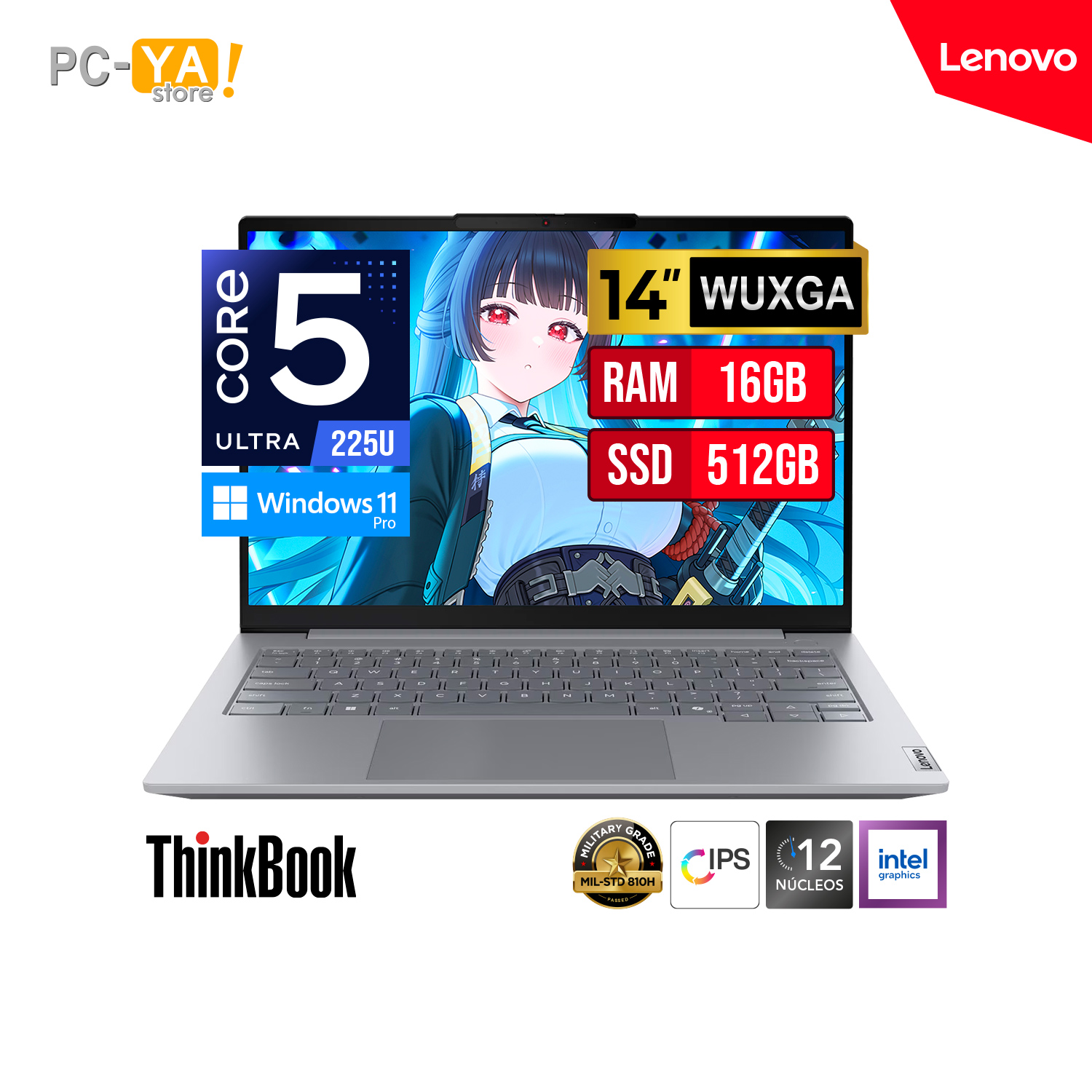 21SJ00B0LM LAPTOP LENOVO THINKBOOK 14 G8 IAL 14" WUXGA IPS 1920 x 1200 Core U5 225U 4.8 GHZ 16GB DDR5-5600 512GB WINDOWS 11 PRO - Imagen 1