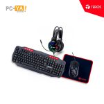 KIT 4 EN 1 TECLADO + MOUSE + AURICULARES + MOUSEPAD TEROS TE-5014S Negro