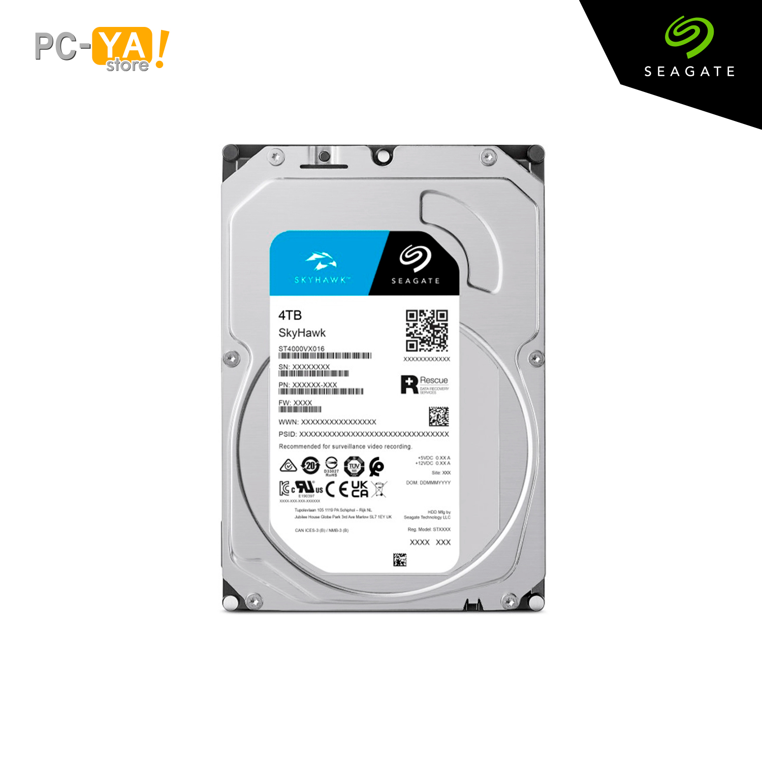 ST4000VX016 Disco duro Seagate SkyHawk, ST4000VX016, 4TB 5400rpm, SATA 6Gb/s, 256MB Cache, 3.5" - Imagen 1